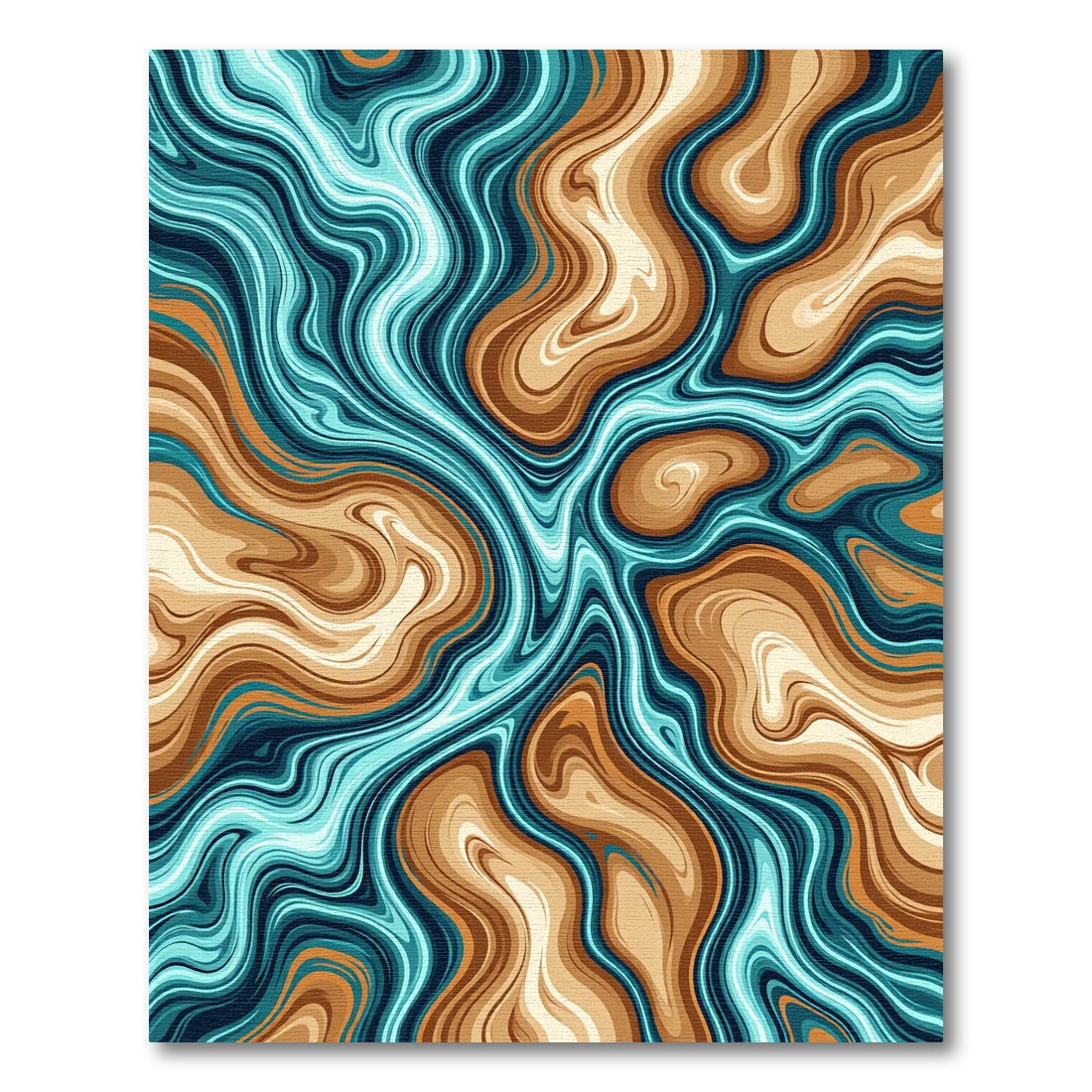 Earthy Brown and Teal Fluid Swirl Rug