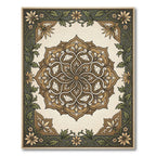 Golden Brown Floral Medallion Border Rug
