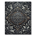Ornate Silver Charcoal Floral Medallion Rug