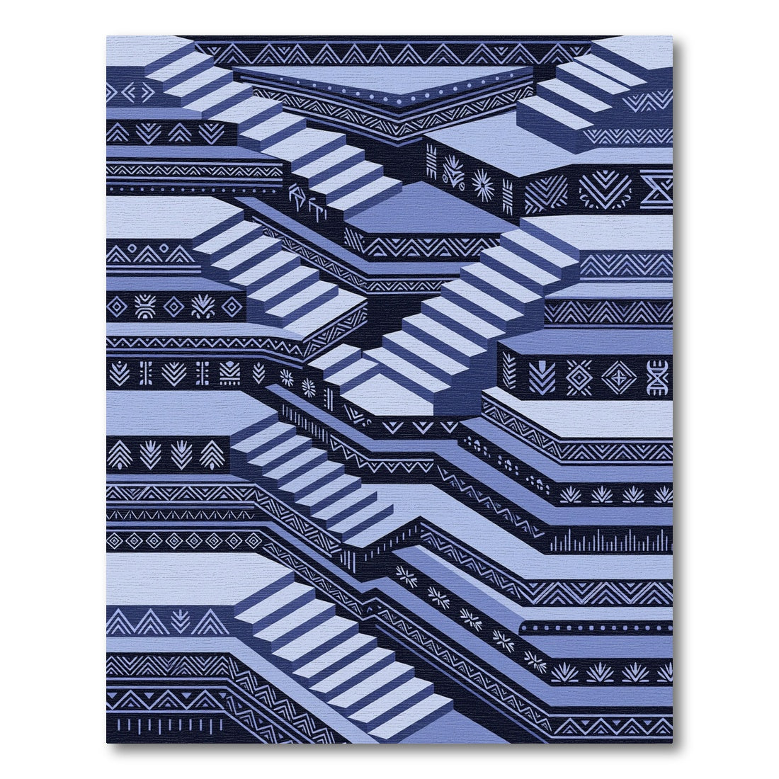 Blue Step Geometric Tribal Rug