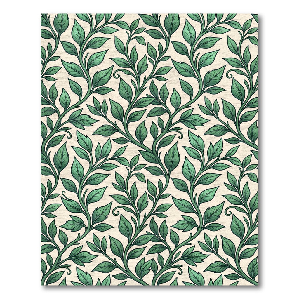 Botanical Emerald Leaf Vine Trail Rug