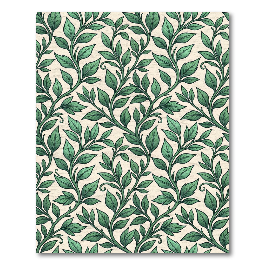 Botanical Emerald Leaf Vine Trail Rug