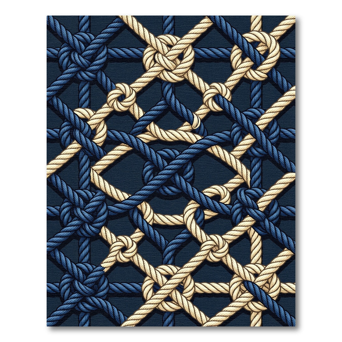 Nautical Navy and Cream Interlocked Rope Rug