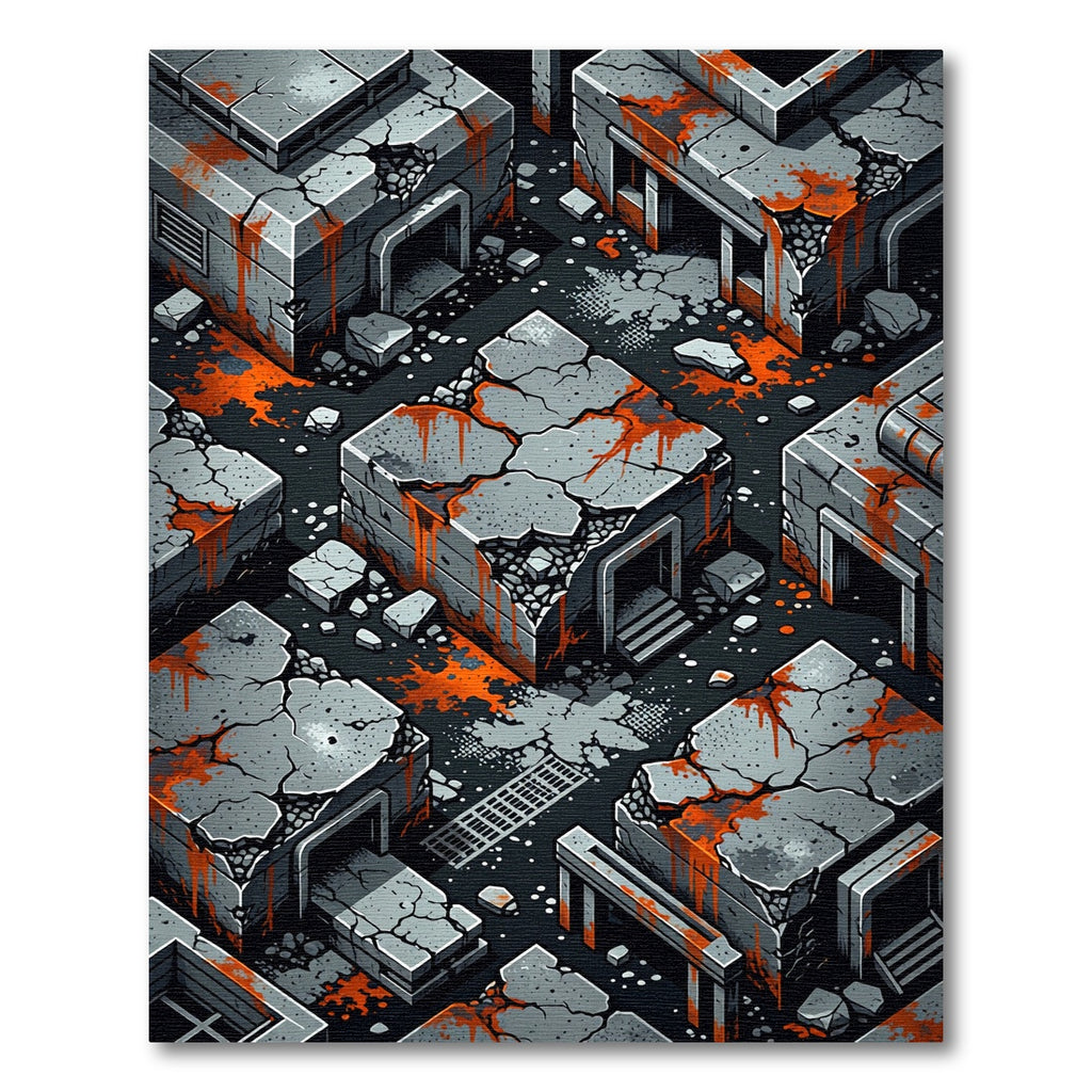 Urban Ruin Abstract Orange Splatter Rug