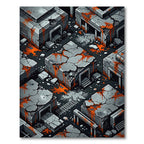 Urban Ruin Abstract Orange Splatter Rug