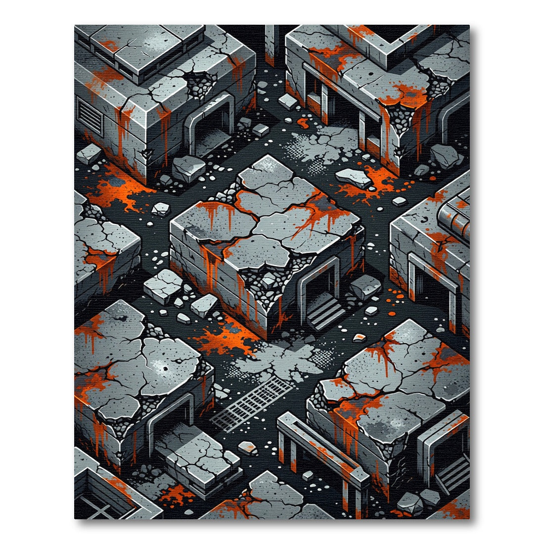 Urban Ruin Abstract Orange Splatter Rug