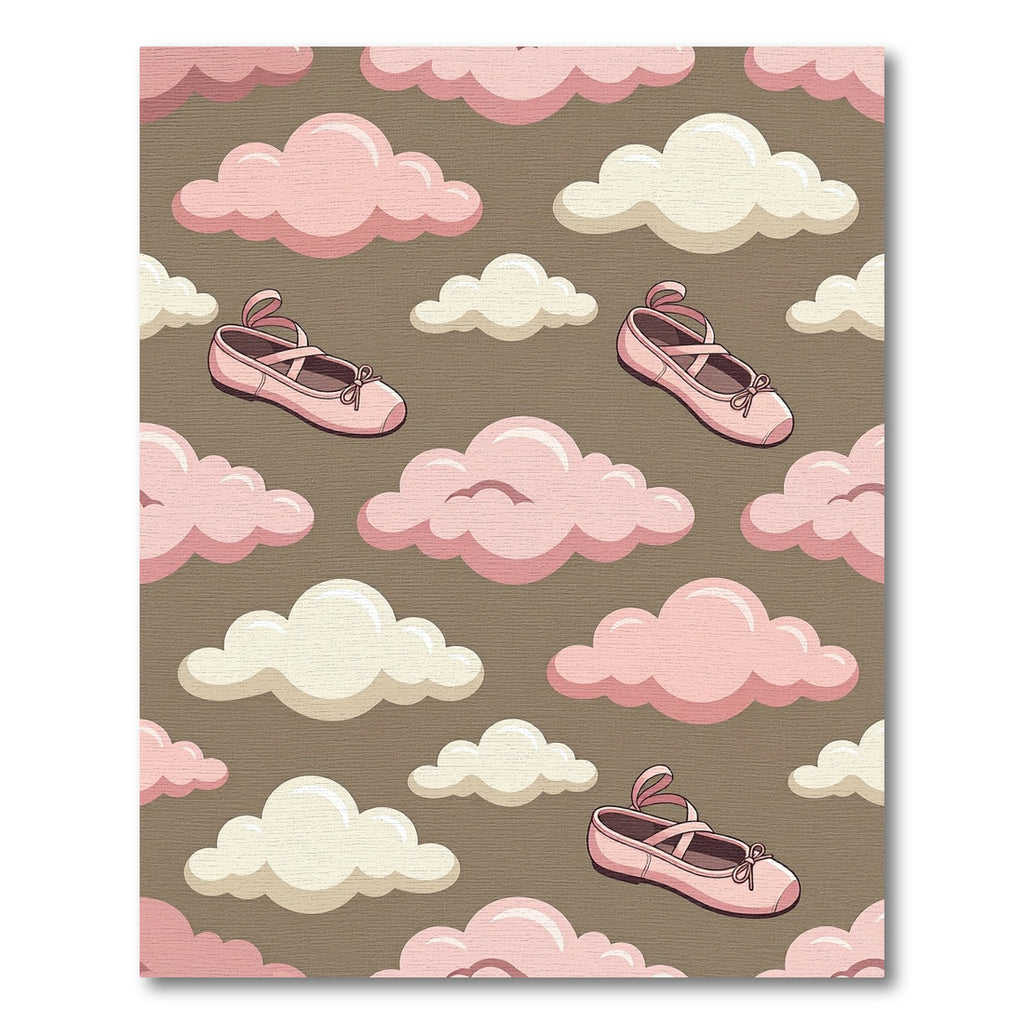 Pink Ballet Slippers and Clouds Rug