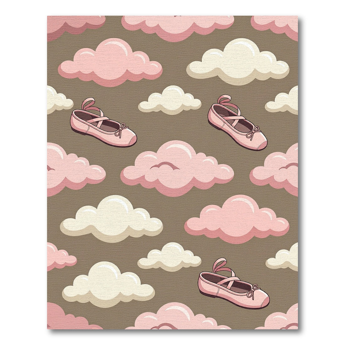 Pink Ballet Slippers and Clouds Rug