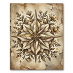 Antique Gold Floral Compass Star Rug