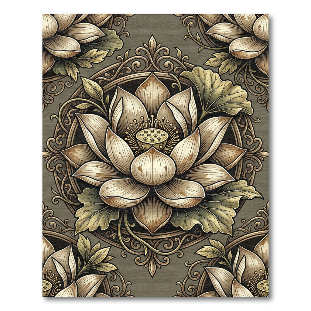 Classic Sepia Lotus Flourish Rug