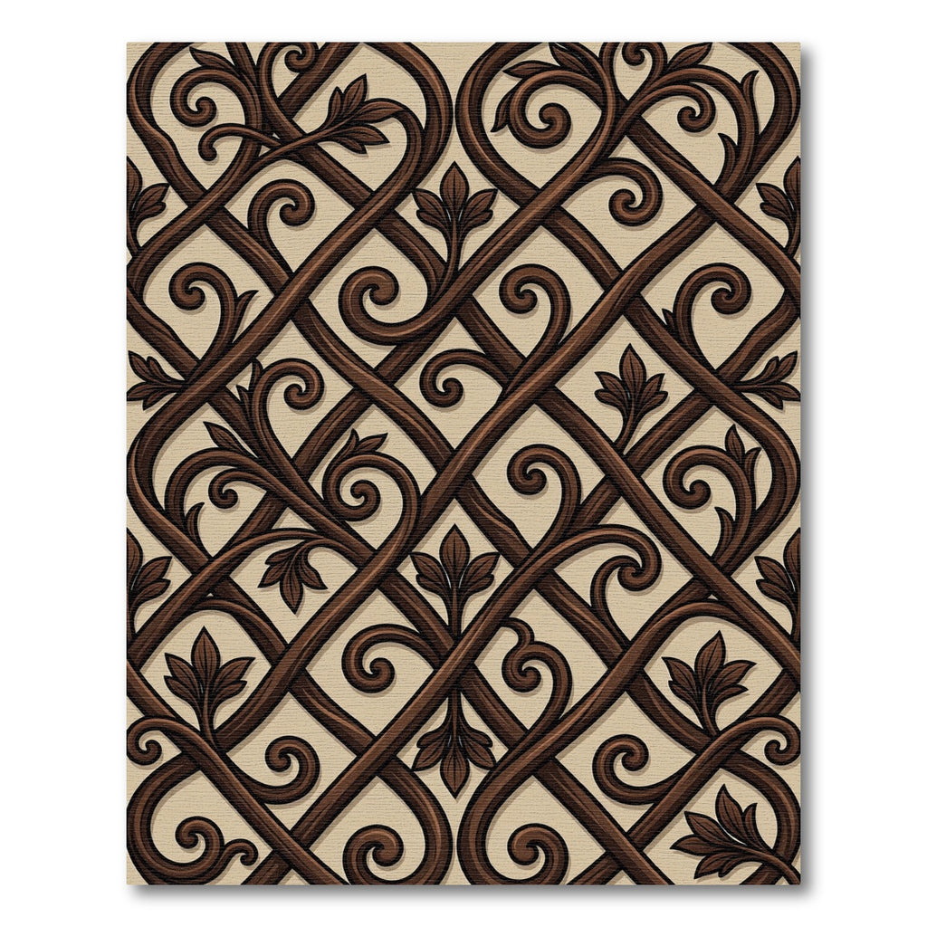 Dark Chocolate Swirl Vine Medallion Rug