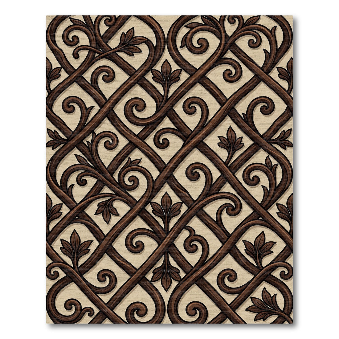 Dark Chocolate Swirl Vine Medallion Rug