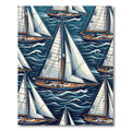 Nautical Blue Sailing Yachts Ocean Scene Rug