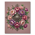 Elegant Floral Medallion Pink Rose Bouquet Rug