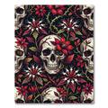 Gothic Skull and Crimson Floral Vine Rug