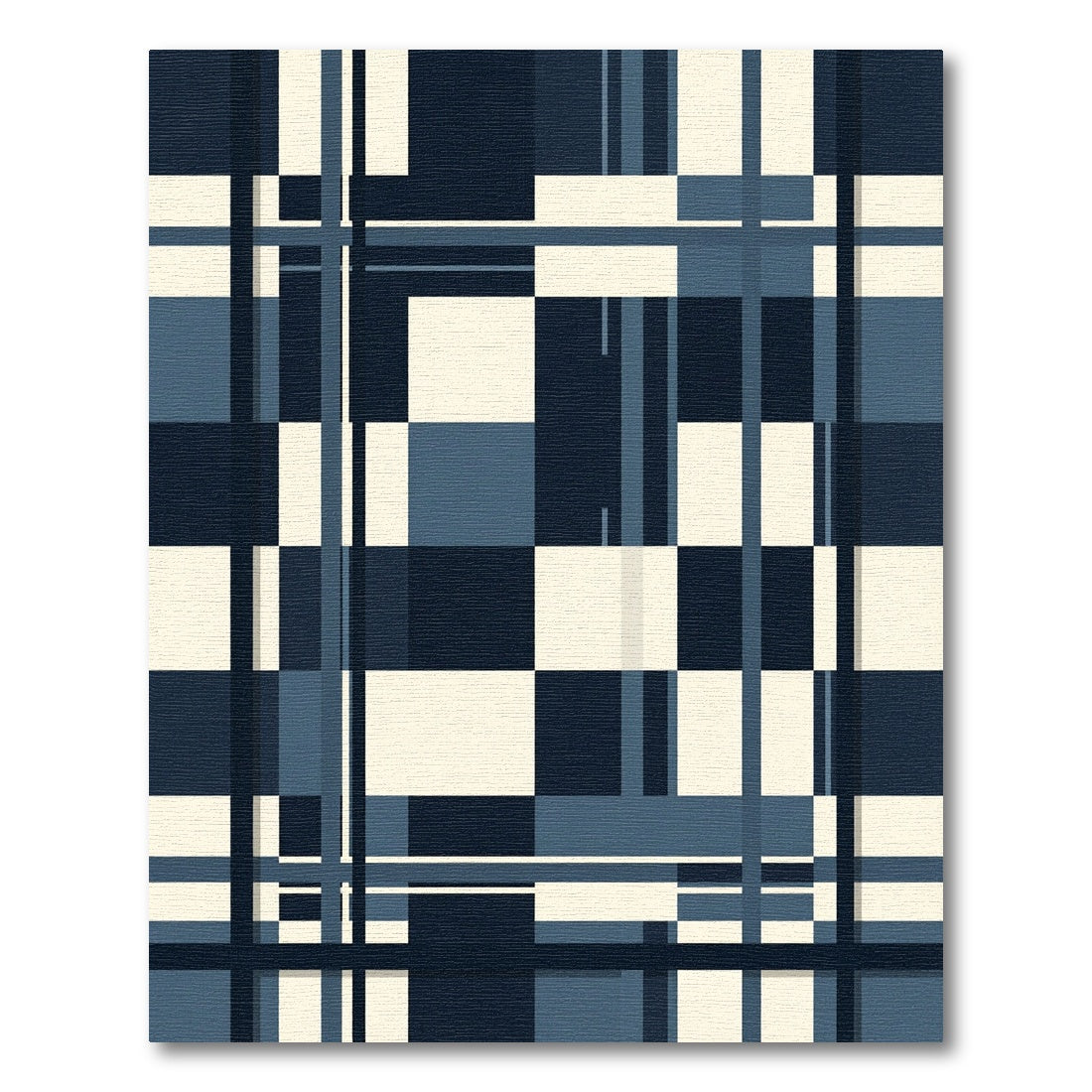 Modern Blue Geometric Plaid Rug