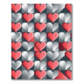 Modern Geometric Red and Silver Hearts Rug