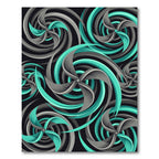 Teal and Gray Abstract Galactic Vortex Rug