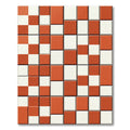 Terracotta White Checkerboard Grid Rug