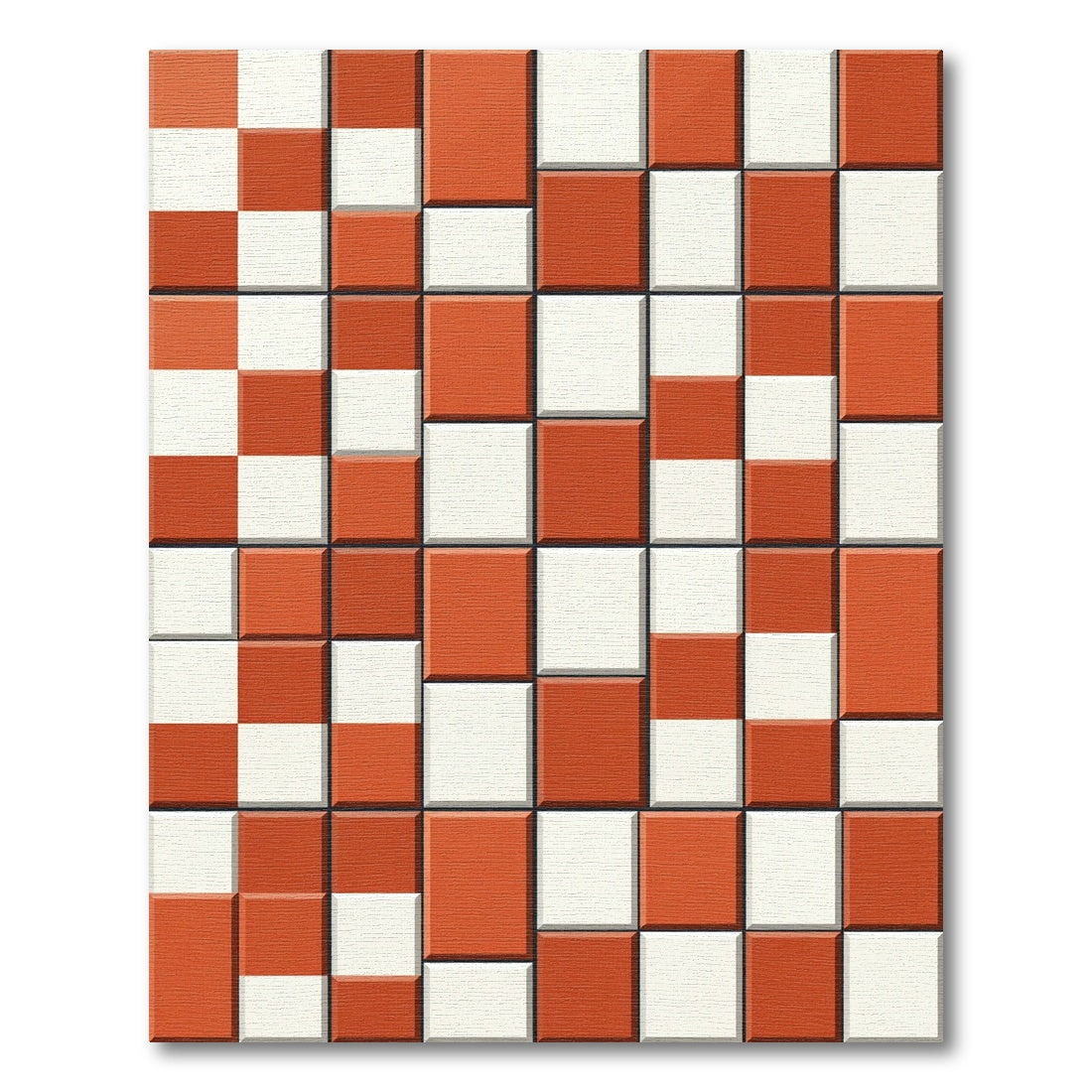 Terracotta White Checkerboard Grid Rug