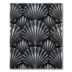 Art Deco Silver Seashell Arrangement Rug