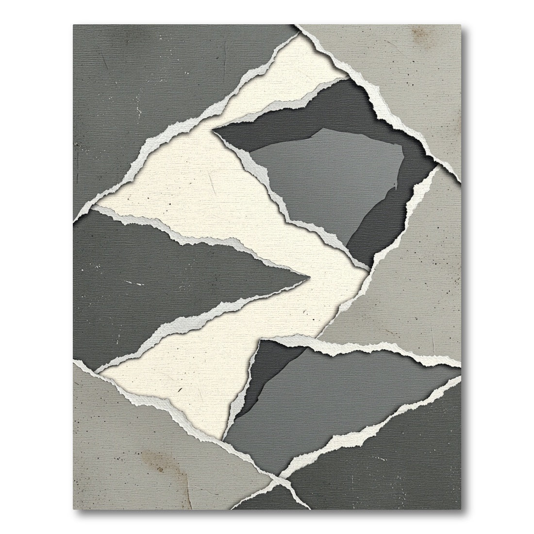 Torn Paper Gray Geometric Fragments Rug