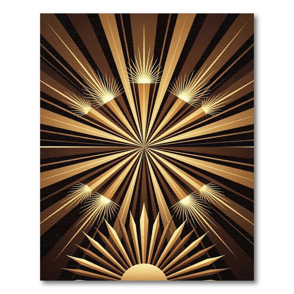Radiant Gold Sunburst Rays Rug