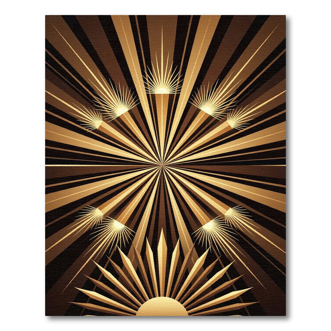 Radiant Gold Sunburst Rays Rug