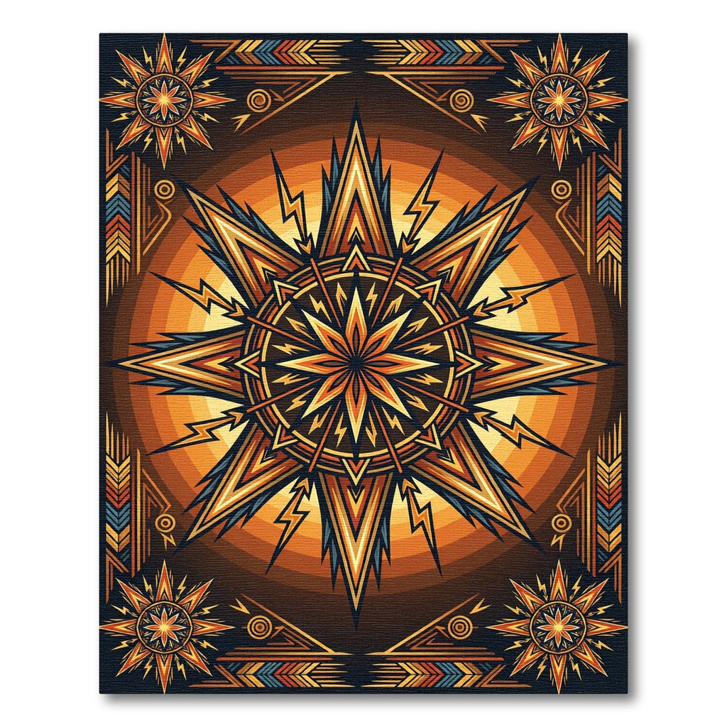 Radiant Golden Celestial Sunburst Art Rug