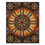 Radiant Golden Celestial Sunburst Art Rug