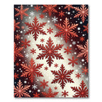 Crimson Snowflake Winter Snowfall Rug