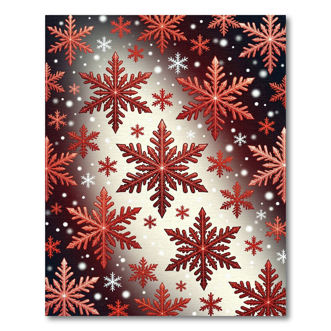 Crimson Snowflake Winter Snowfall Rug