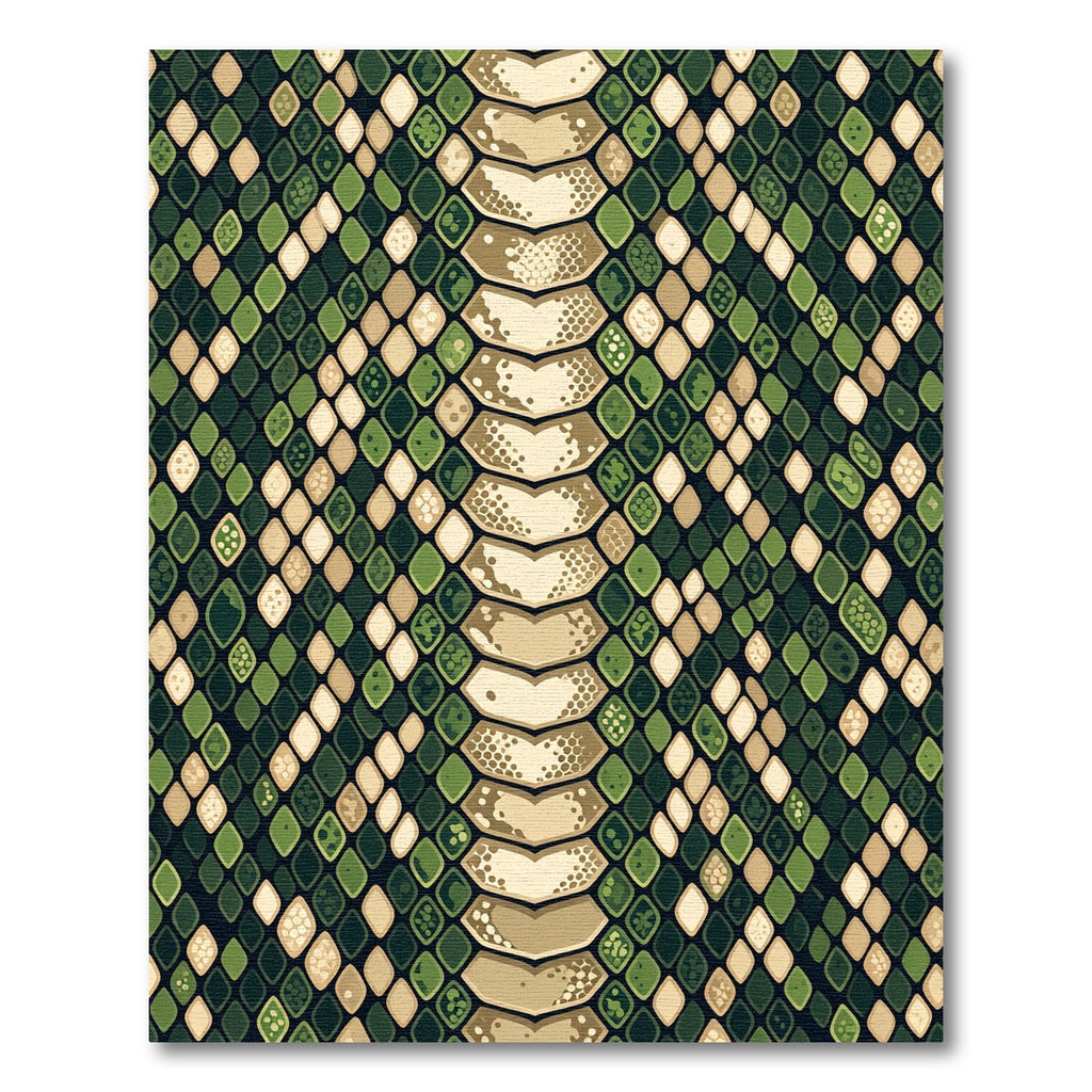 Green Beige Reptile Scale Texture Rug