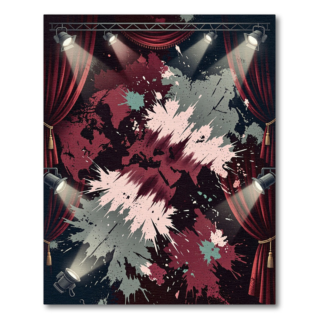 Crimson Splash Abstract Stage Rug