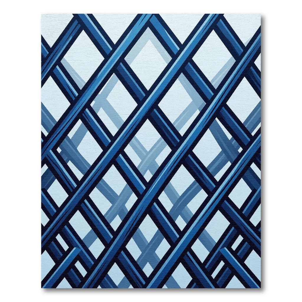 Deep Blue Intersecting Lattice Rug