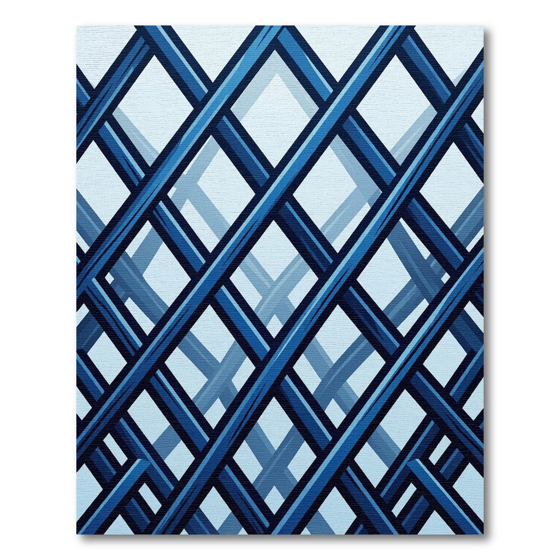 Deep Blue Intersecting Lattice Rug