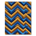 Modern Blue and Gold Chevron Zigzag Rug