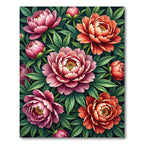Radiant Coral Pink Peony Garden Rug