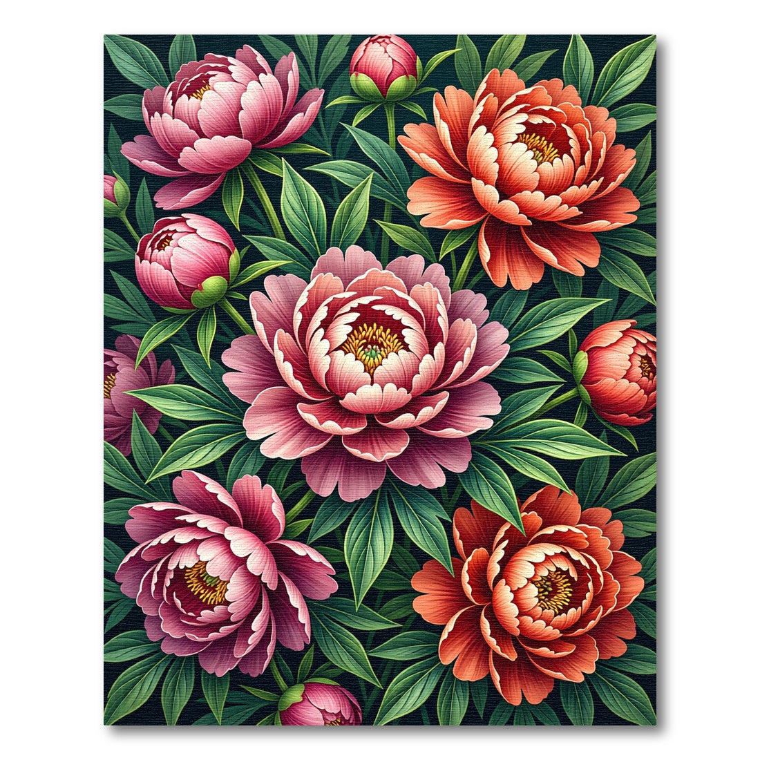 Radiant Coral Pink Peony Garden Rug