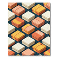 Orange Yellow Cream Square Stacks Rug