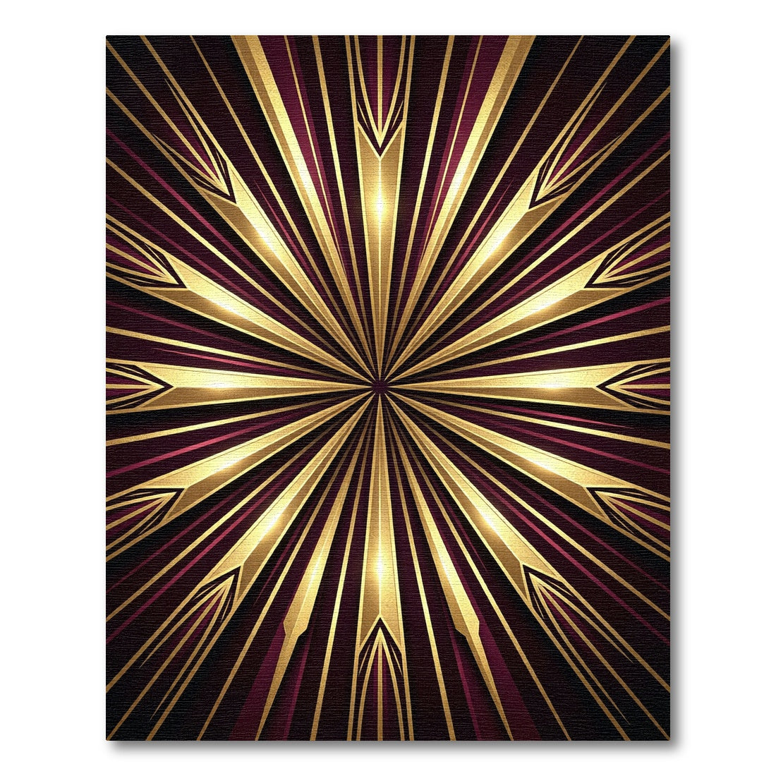 Luxurious Golden Starburst Maroon Radiance Rug