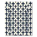 Minimalist Navy Cross Black White Grid Rug