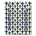 Minimalist Navy Cross Black White Grid Rug