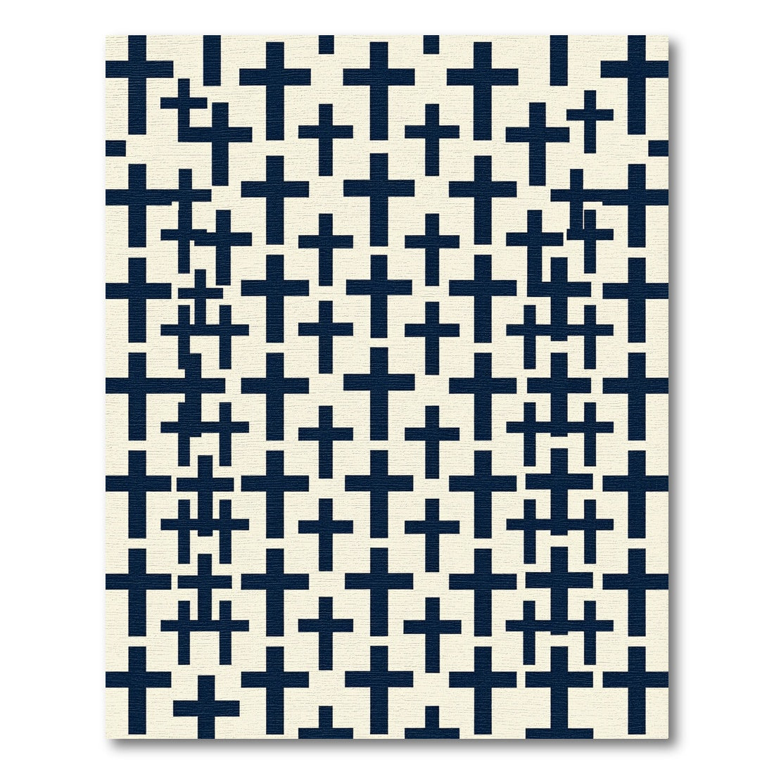 Minimalist Navy Cross Black White Grid Rug