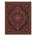 Crimson Red Golden Floral Medallion Rug