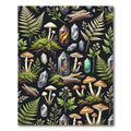 Earthy Forest Mushroom Crystal Fern Botanical Rug