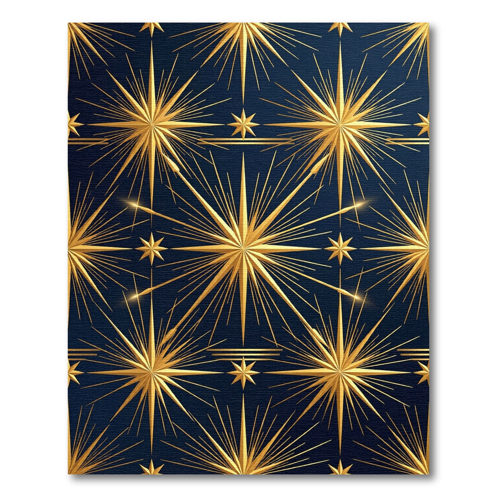 Celestial Golden Starry Midnight Navy Rug