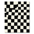Warped Black White Checkerboard Squares Rug