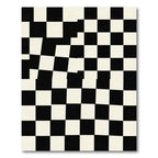 Warped Black White Checkerboard Squares Rug
