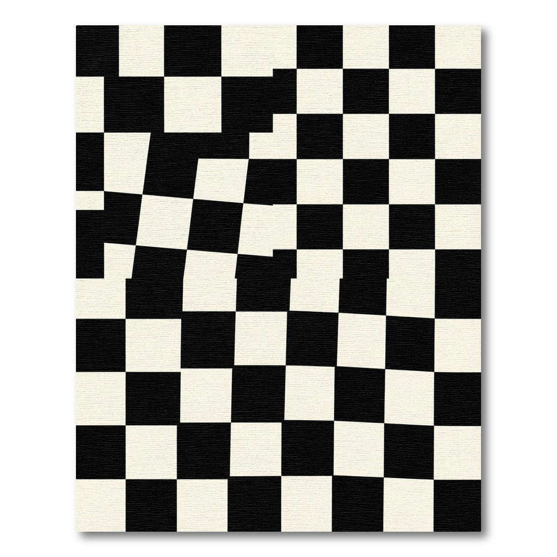 Warped Black White Checkerboard Squares Rug